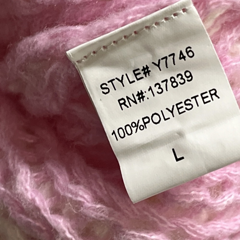 Luna Ivy‎ Sweater Womens L Pink White Checkerboard Heart Thick Knit Pullover - Picture 6 of 9